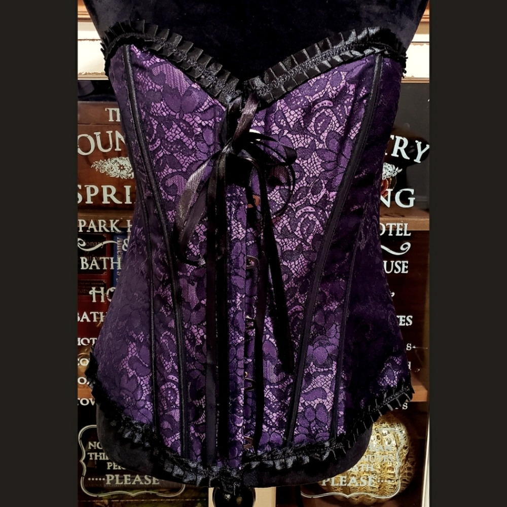 Purple Brocade & Lace Corset